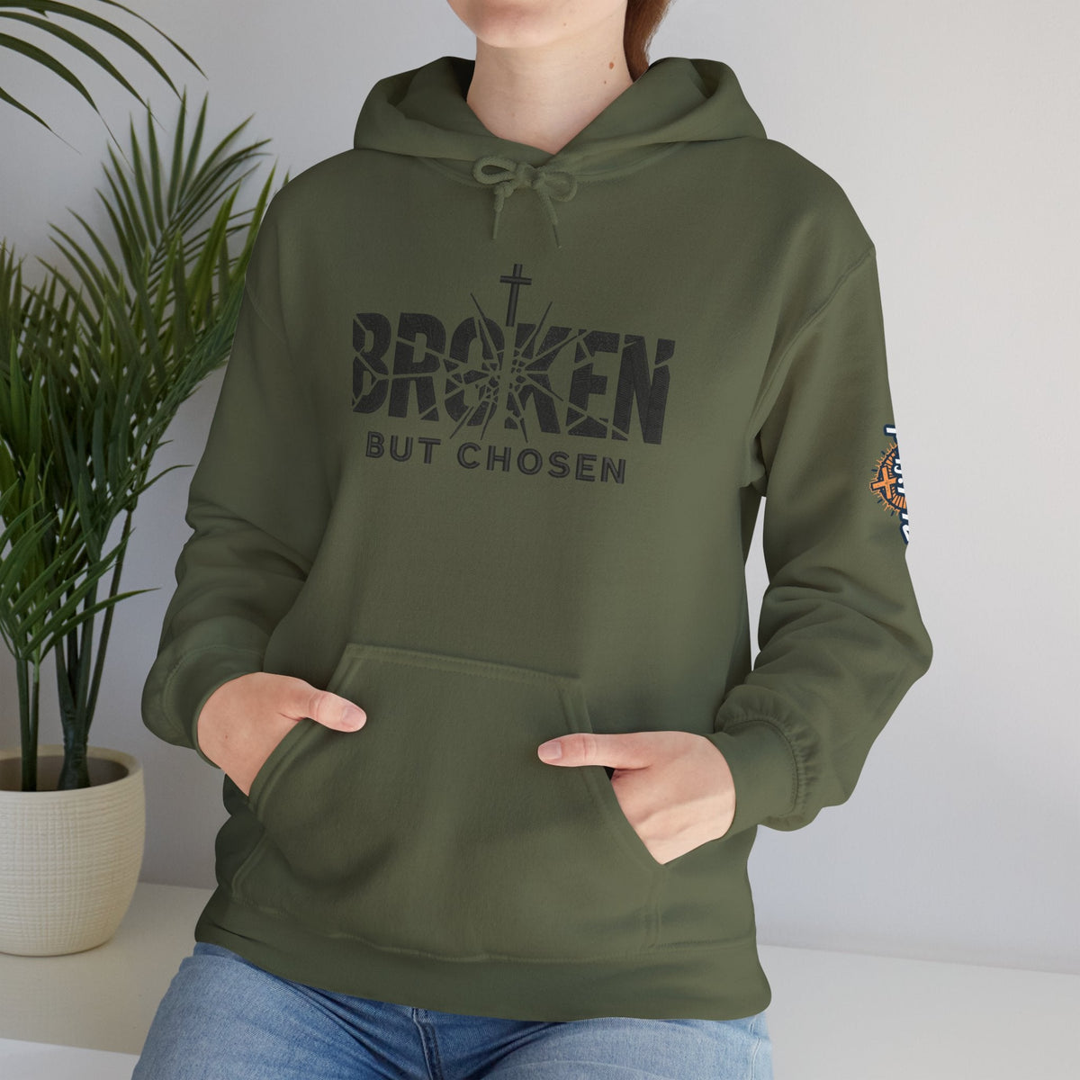 Broken But Chosen Hoodie — Christian Faith Graphic Sweatshirt Printify