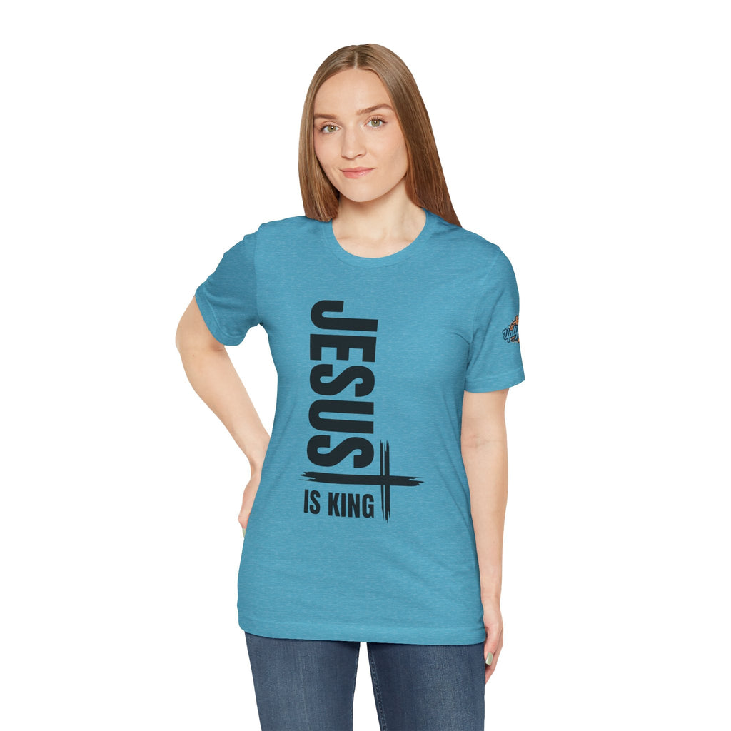Jesus Is King T-shirt | Modern Typographic Cross Christian T-shirt Printify