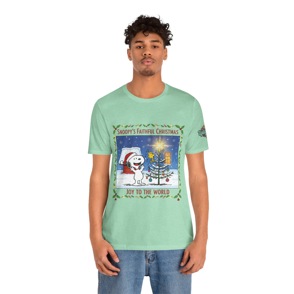 🎄 Faithful Christmas Friends – Christian Holiday T-Shirt | Festive Tree & Cartoon Duo | Heartwarming Christmas Tee by Uplifted Gear Printify