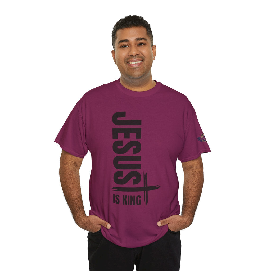 Jesus Is King T-shirt | Modern Typographic Cross Christian T-shirt Printify