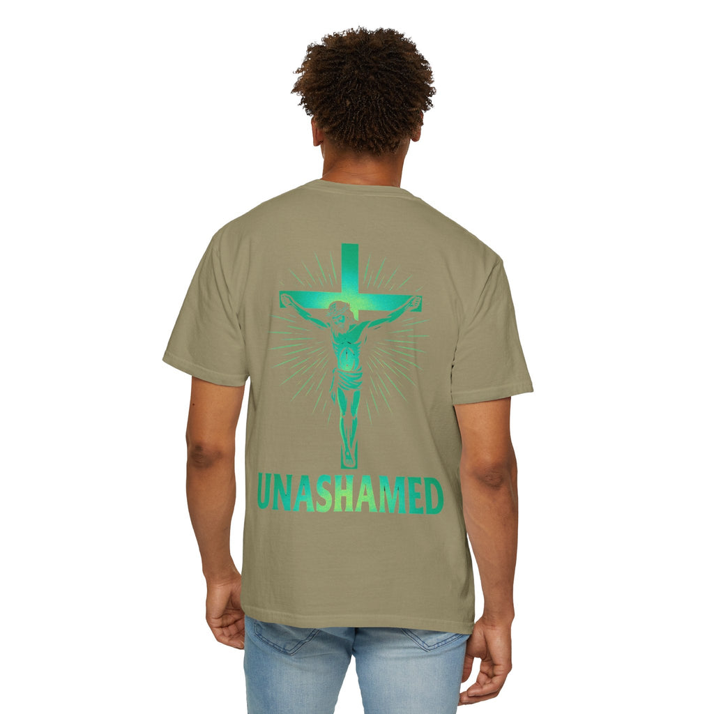 Unashamed T-shirt – Romans 1:16 Crucifixion Christian t-shirt for Bold Unwavering Faith Printify