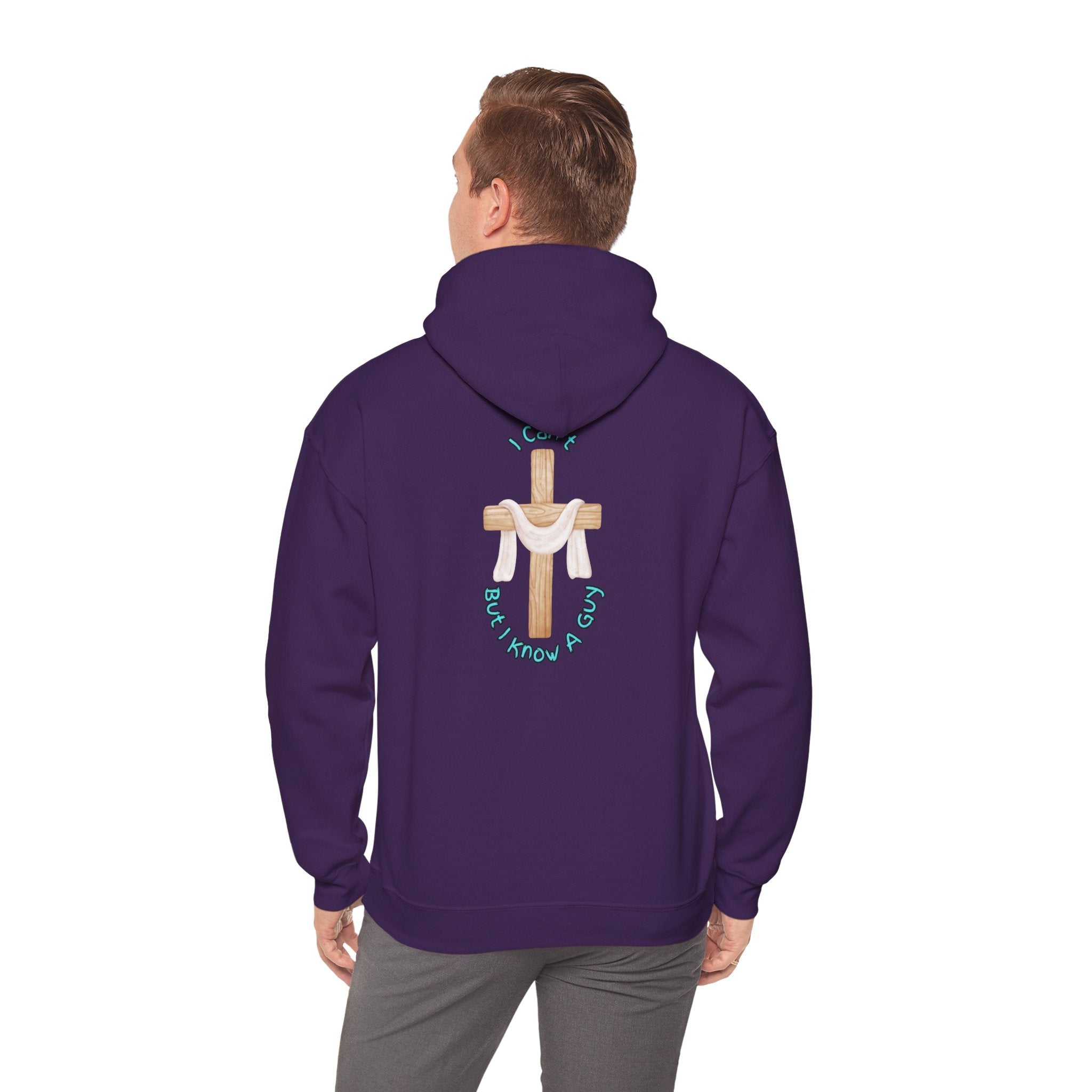I Can’t, But I Know a Guy Hoodie – Jesus Cross Christian Hoodie for Cozy Faith Printify