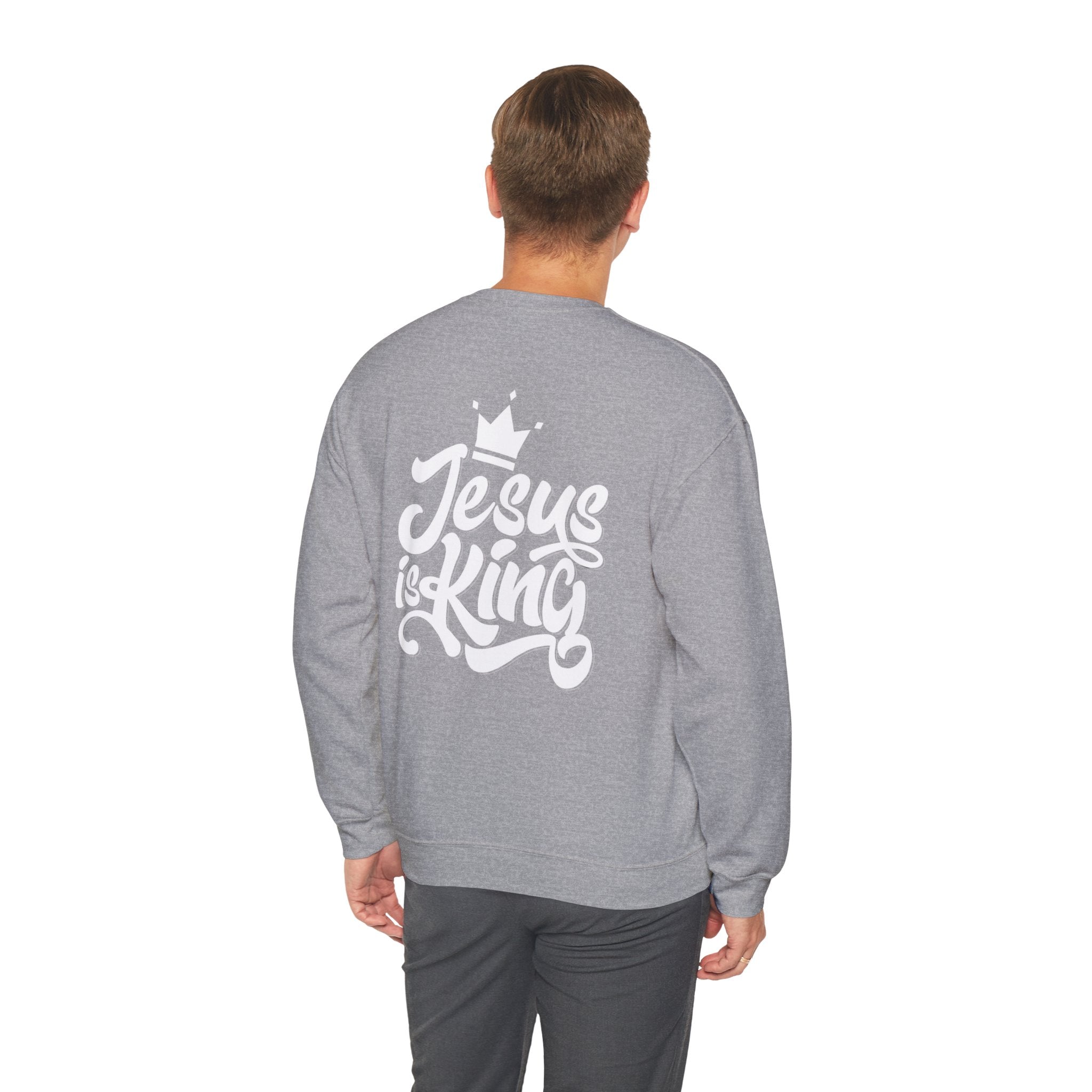 Jesus is King Sweatshirt – Bold Crown & Cross Christian Hoodie for Eternal Faith & Comfort Printify