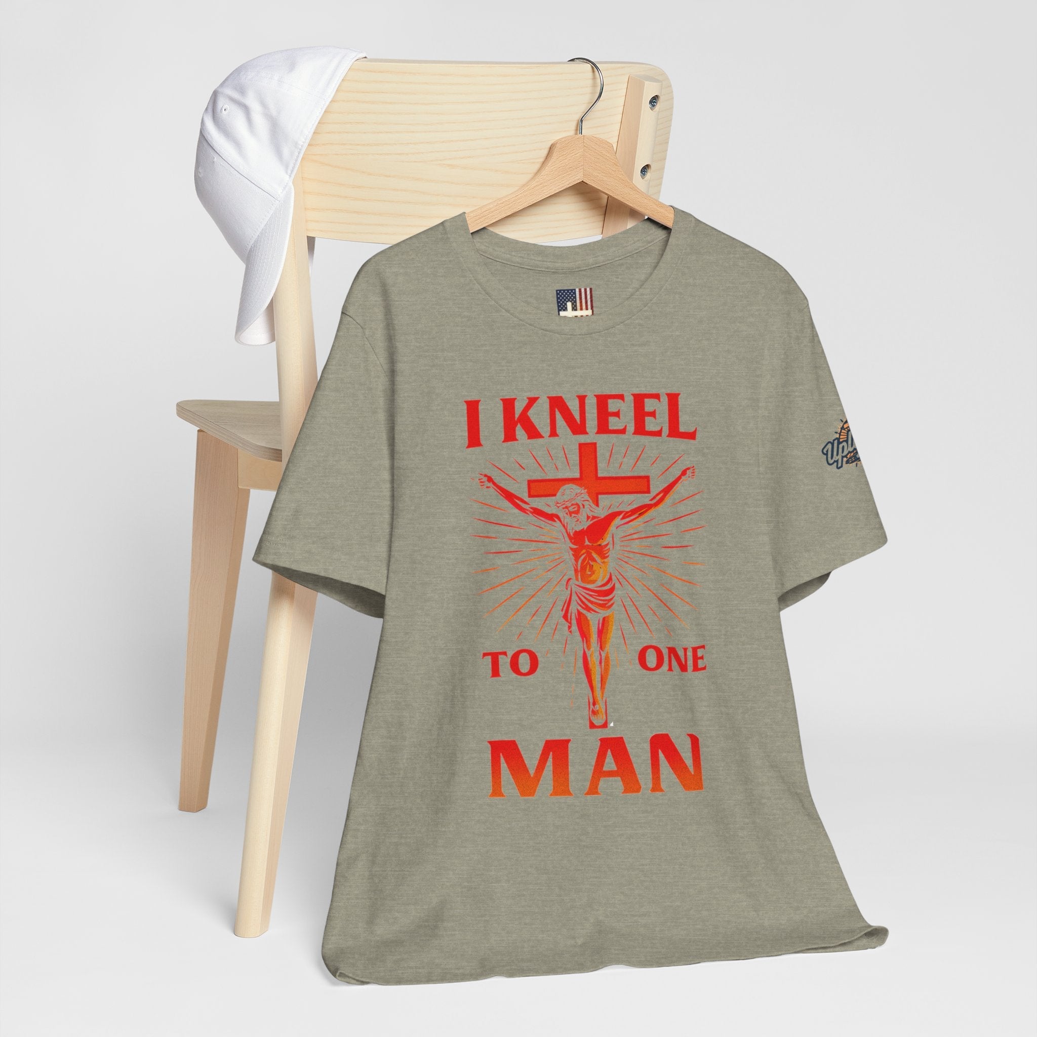 I Kneel to One Man T-shirt – Crucifixion Christian T-shirt for Unashamed Devotion & Bold Faith Printify