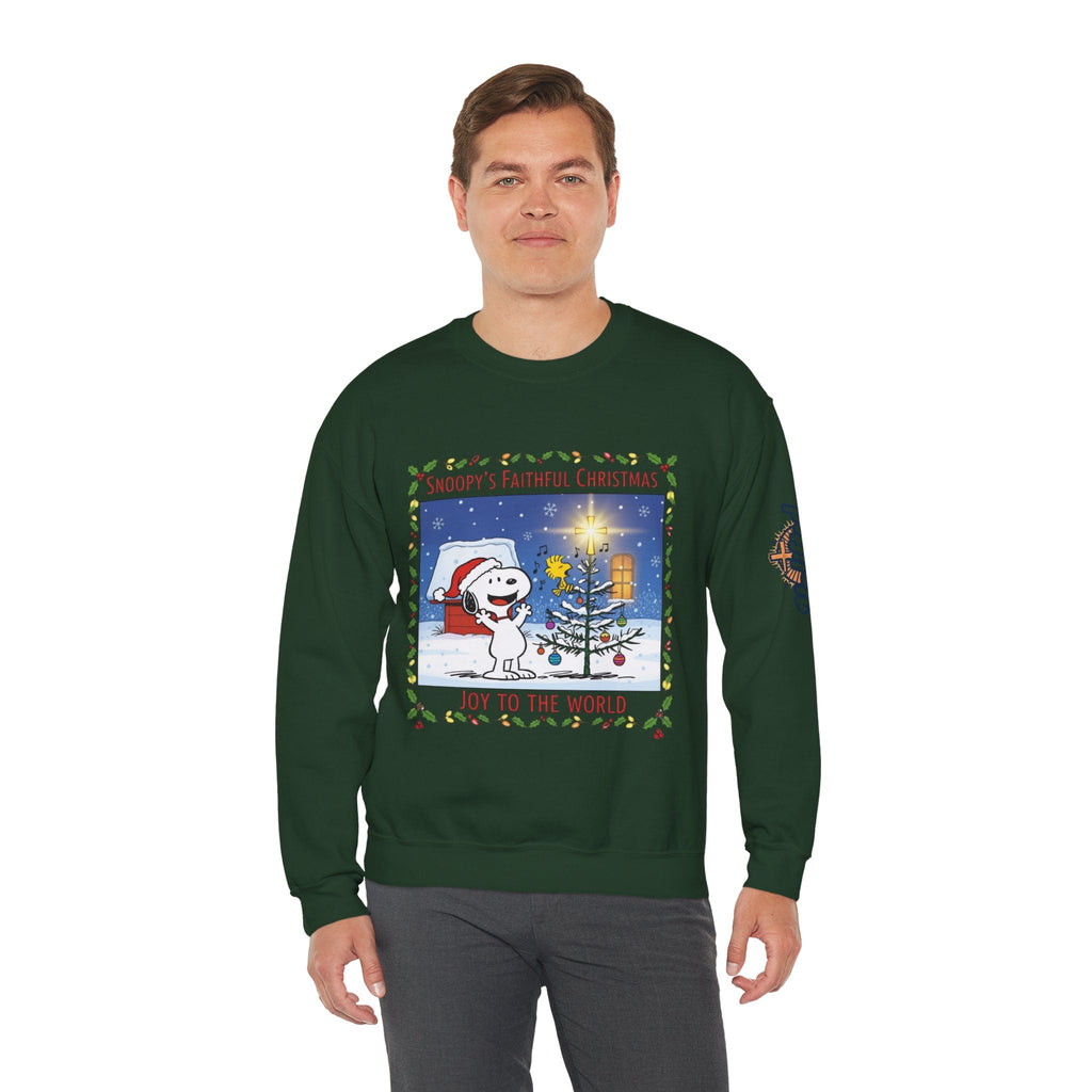 🎄 Faithful Christmas Friends – Christian Holiday Sweatshirt | Festive Tree & Cartoon Duo | Heartwarming Christmas Tee by Uplifted Gear Printify