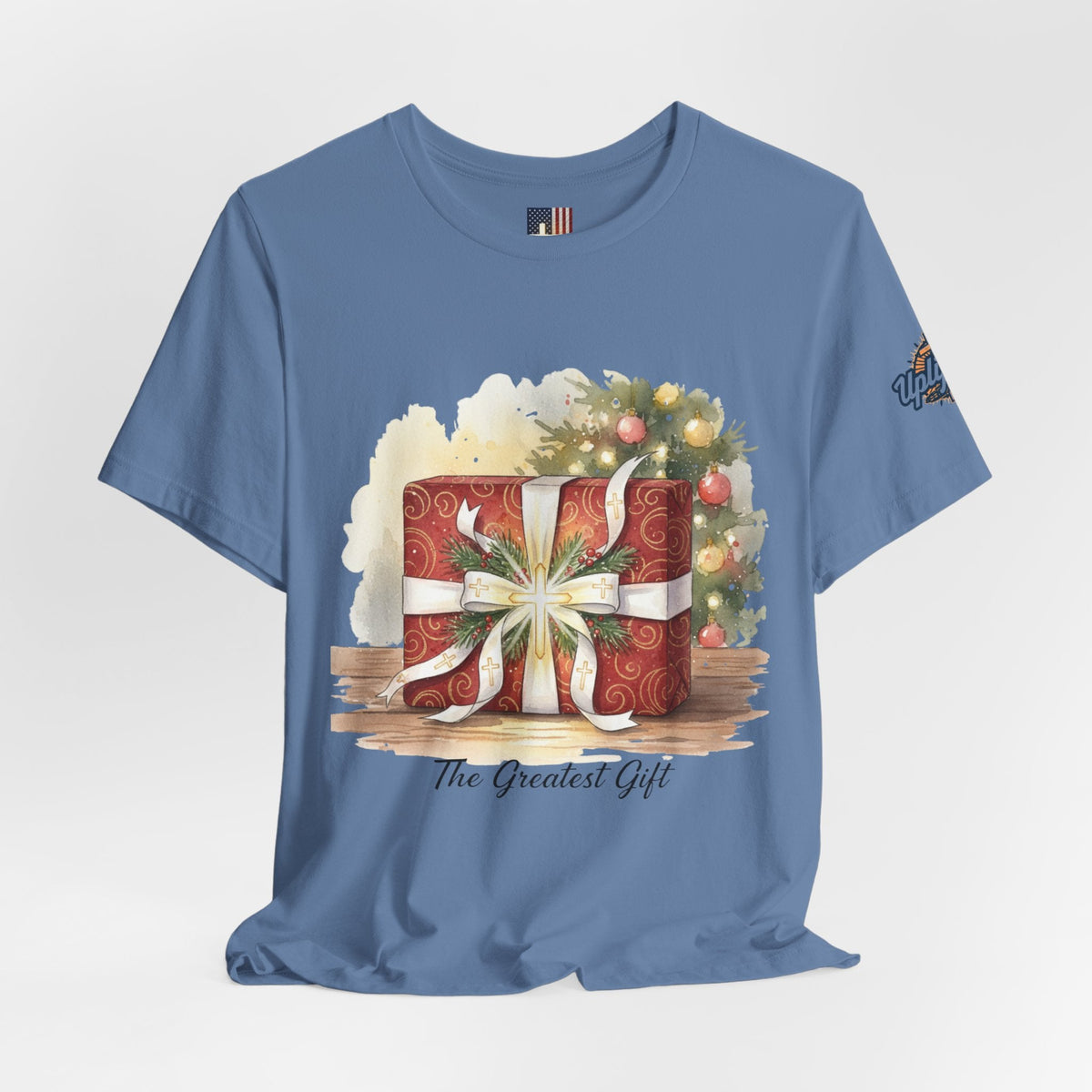 The Greatest Gift T-shirt – Cross Bow Present Christian T-shirt for Christmas Salvation & Eternal Faith Printify