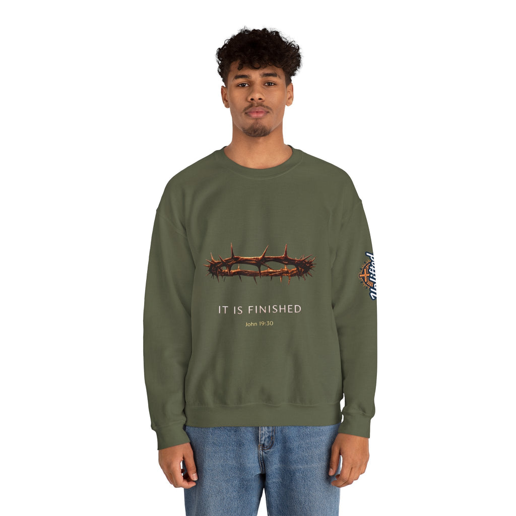 It Is Finished Crown of Thorns Sweatshirt — Christian John 19:30 Faith Sweatshirt Printify