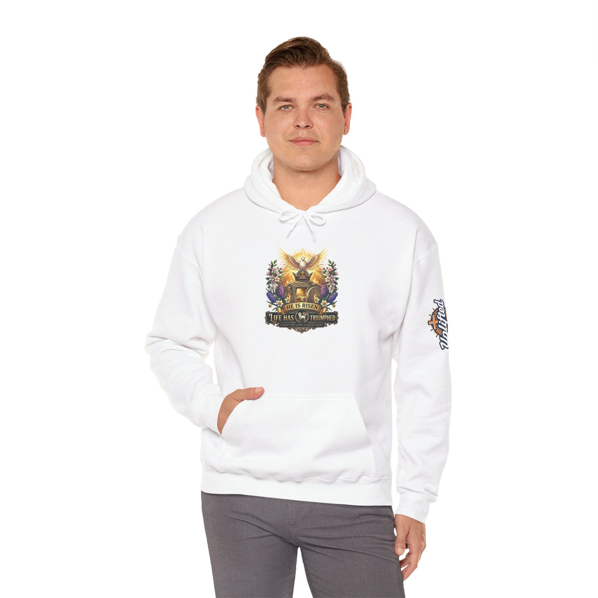 He Is Risen "Life Has Triumphed" Hoodie — Easter Resurrection Christian Hoodie Printify