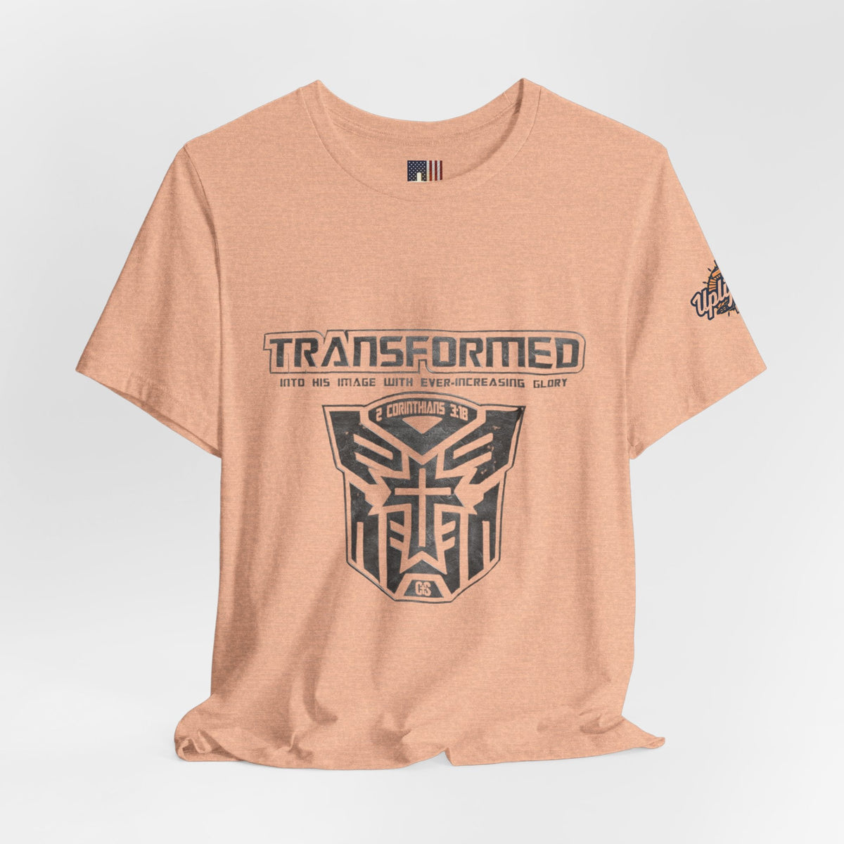 Transformer Logo Christian T-shirt | 2 Corinthians 3:18 Bible Verse T-shirt Printify