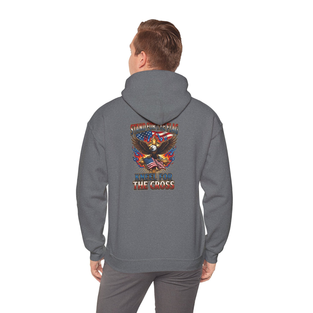 Stand for the Flag Kneel for the Cross Hoodie | Patriotic Eagle Hoodie Printify