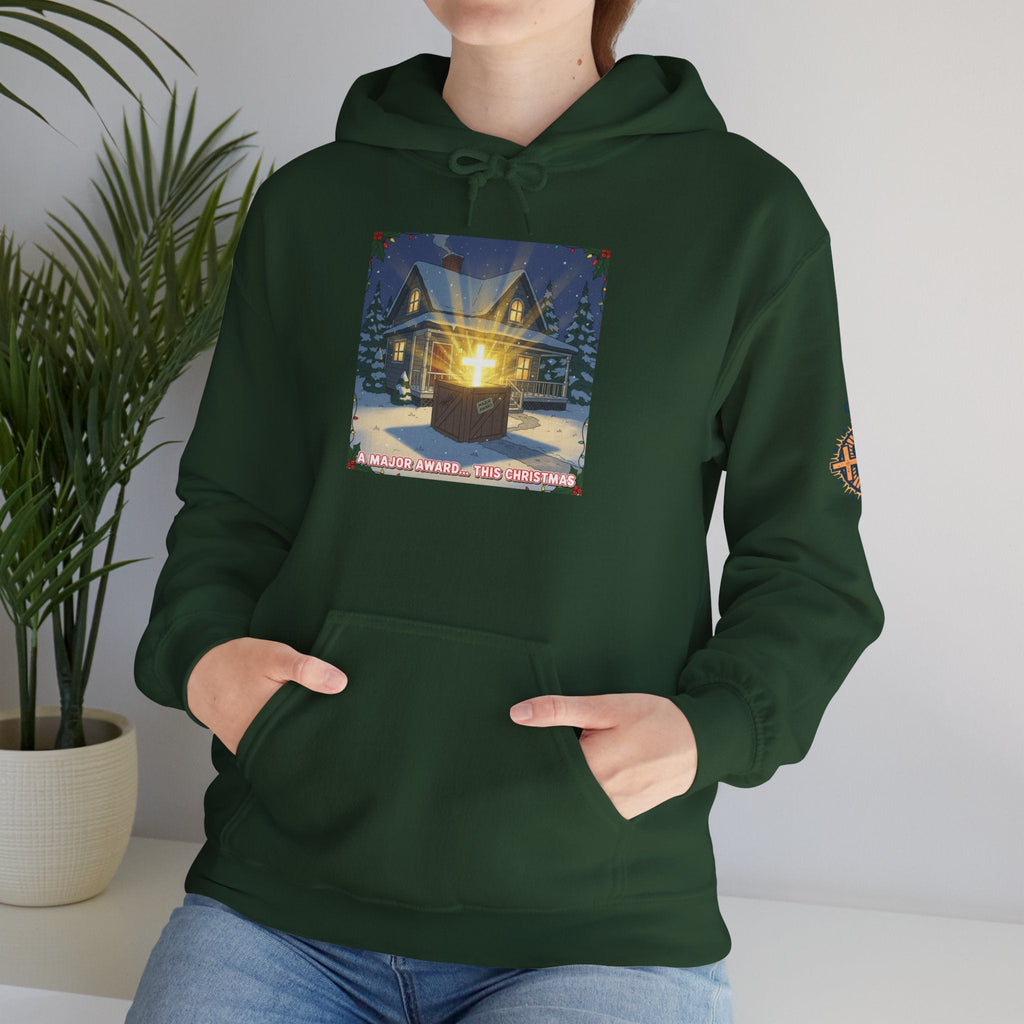 A Major Award This Christmas Hoodie – Fragile Leg Lamp Parody Cross Unboxing Christian Sweatshirt for Hilarious Faith & Holiday Glow Printify