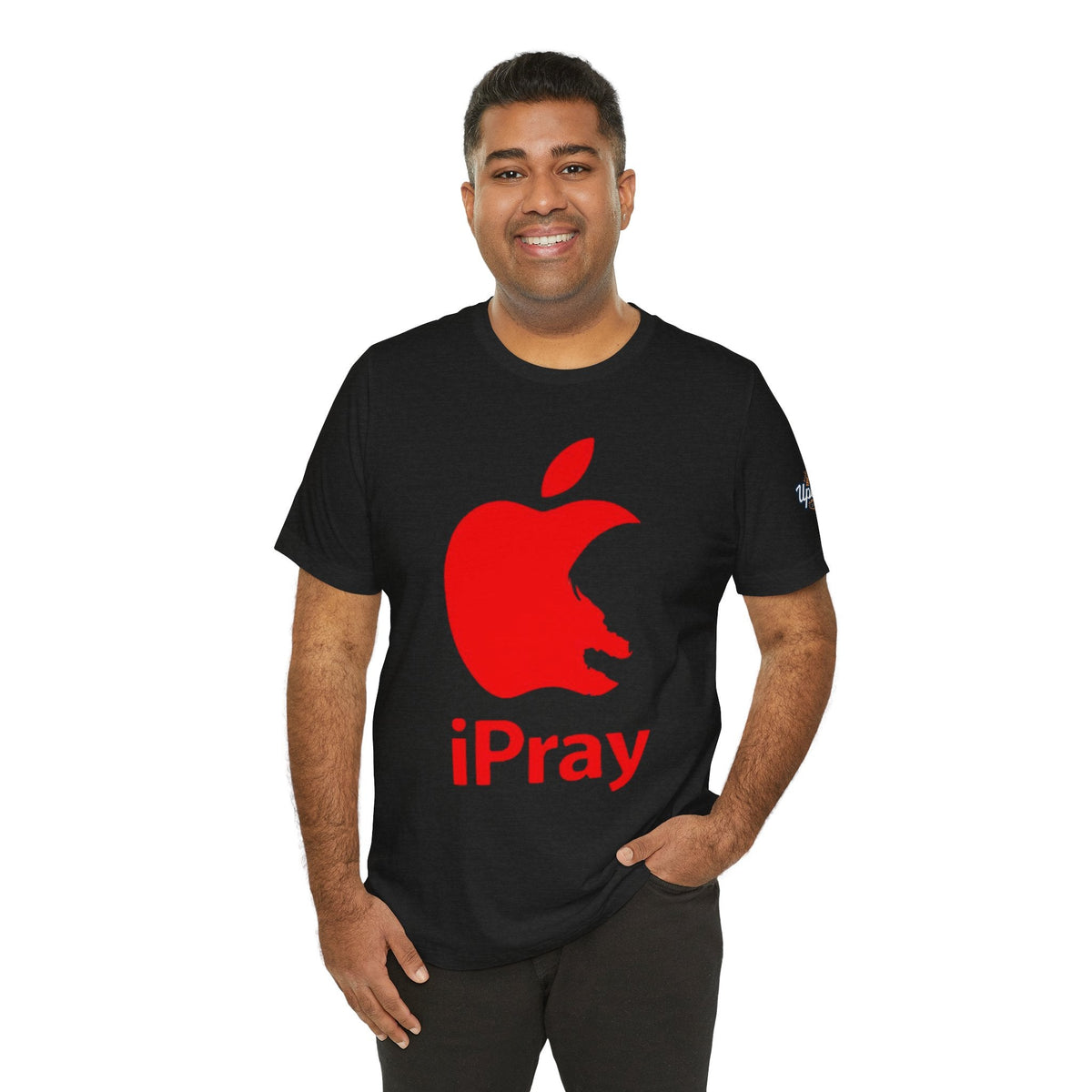 iPray Red Apple Christian T-Shirt — Faith Graphic Tee Printify