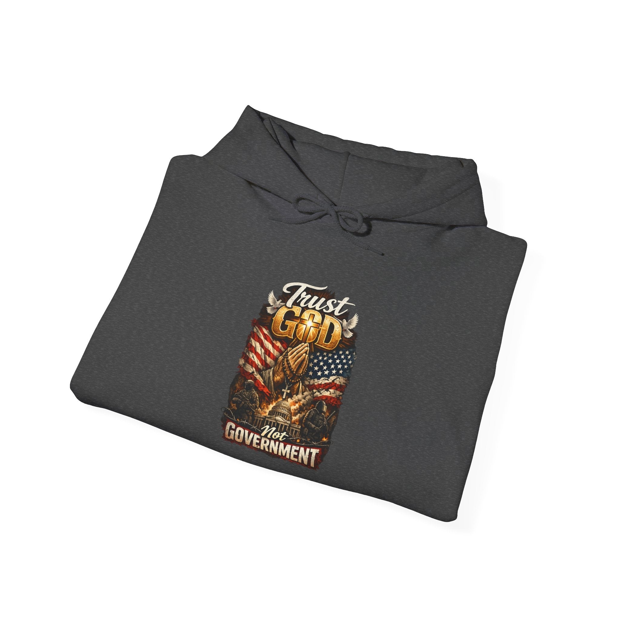 Trust God Not Government Hoodie — Vintage Patriotic Christian Hoodie Printify