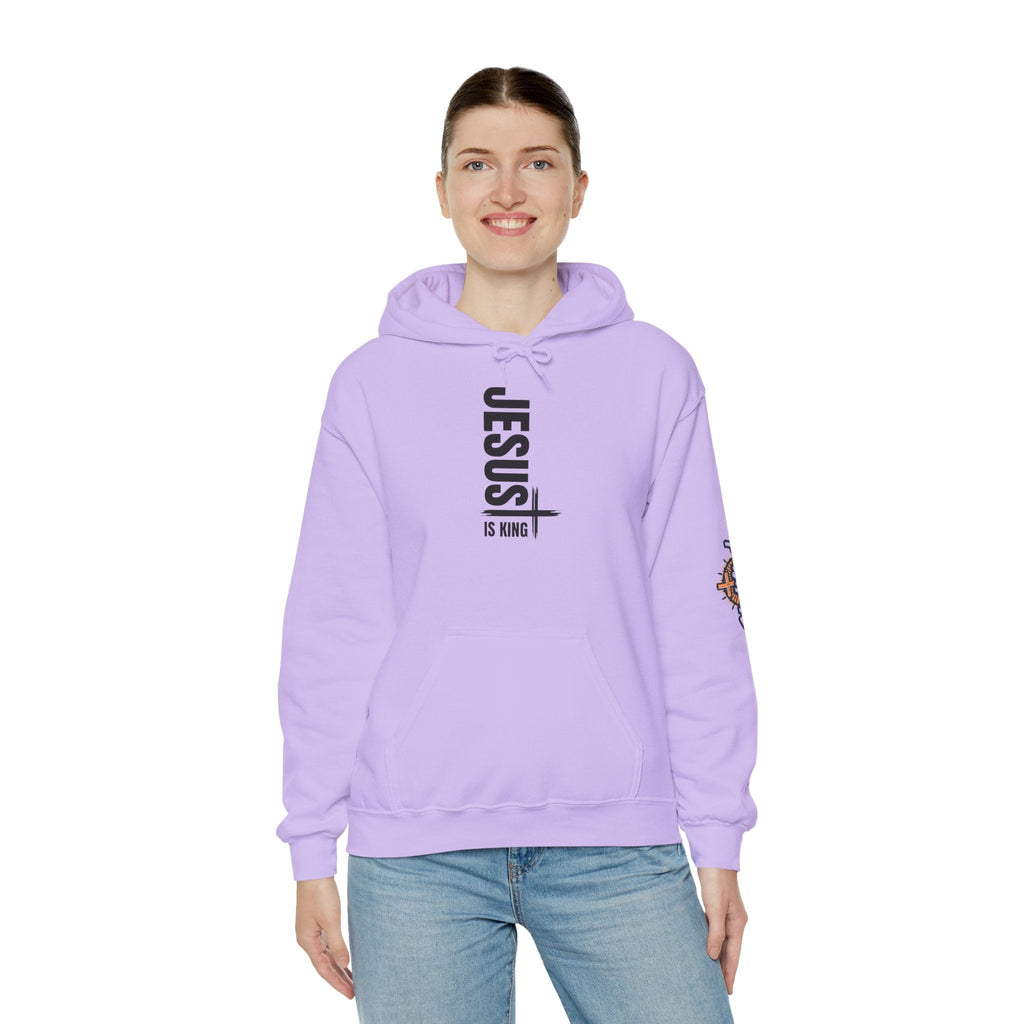 Jesus Is King Hoodie | Modern Typographic Cross Christian Hoodie Printify