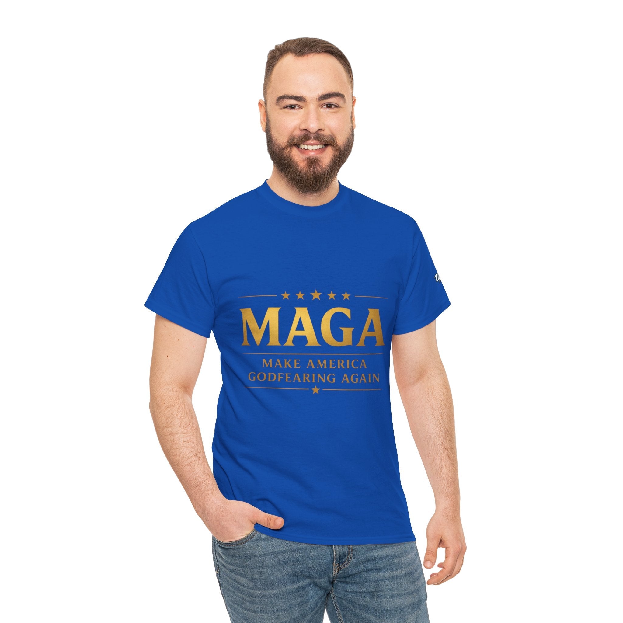MAGA Gold Letter T-Shirt — "Make America Great Again" Printify