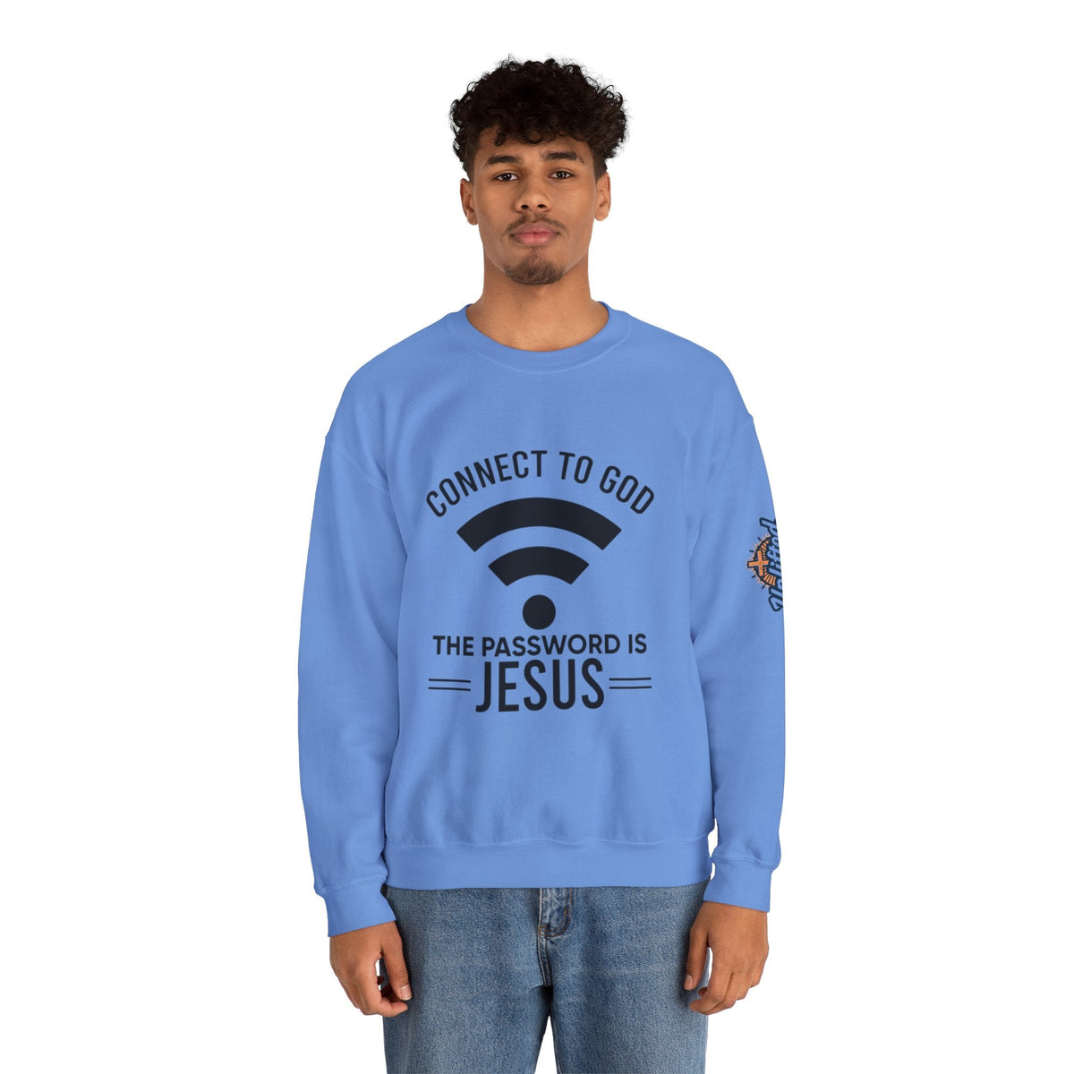 Connect to God Sweatshirt - WIFI Password is Jesus - Funny Christian Faith Sweatshirt Printify