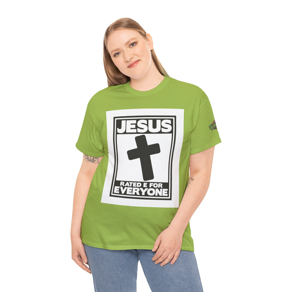 Jesus, Rated E for Everyone T-shirt - Gamer Faith T-shirt - Christian Video Game Parody Printify