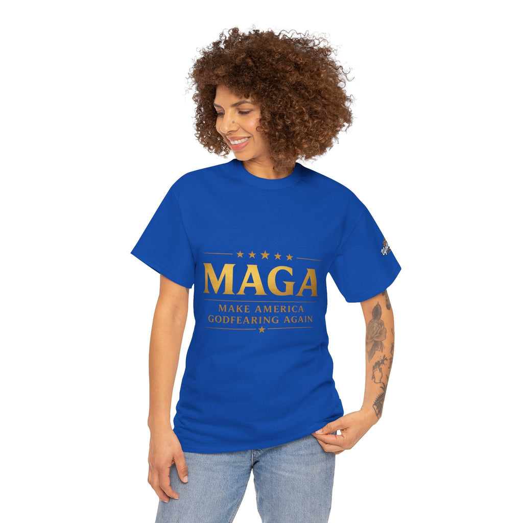 MAGA Gold Letter T-Shirt — "Make America Great Again" Printify