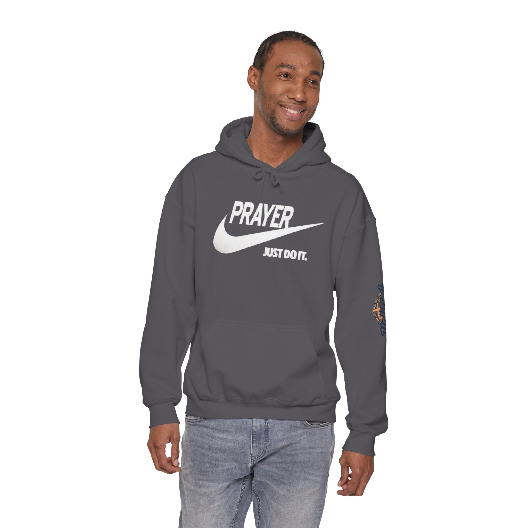 Prayer Just Do It Hoodie - Funny Christian Nike Parody Hoodie - Faith Gear Printify