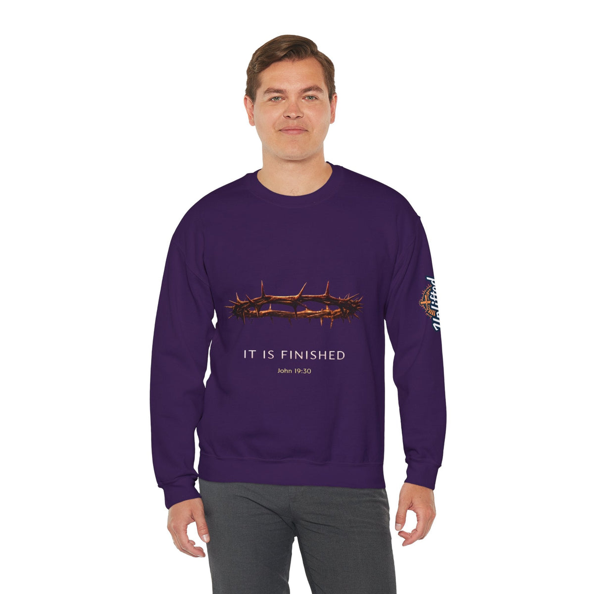 It Is Finished Crown of Thorns Sweatshirt — Christian John 19:30 Faith Sweatshirt Printify