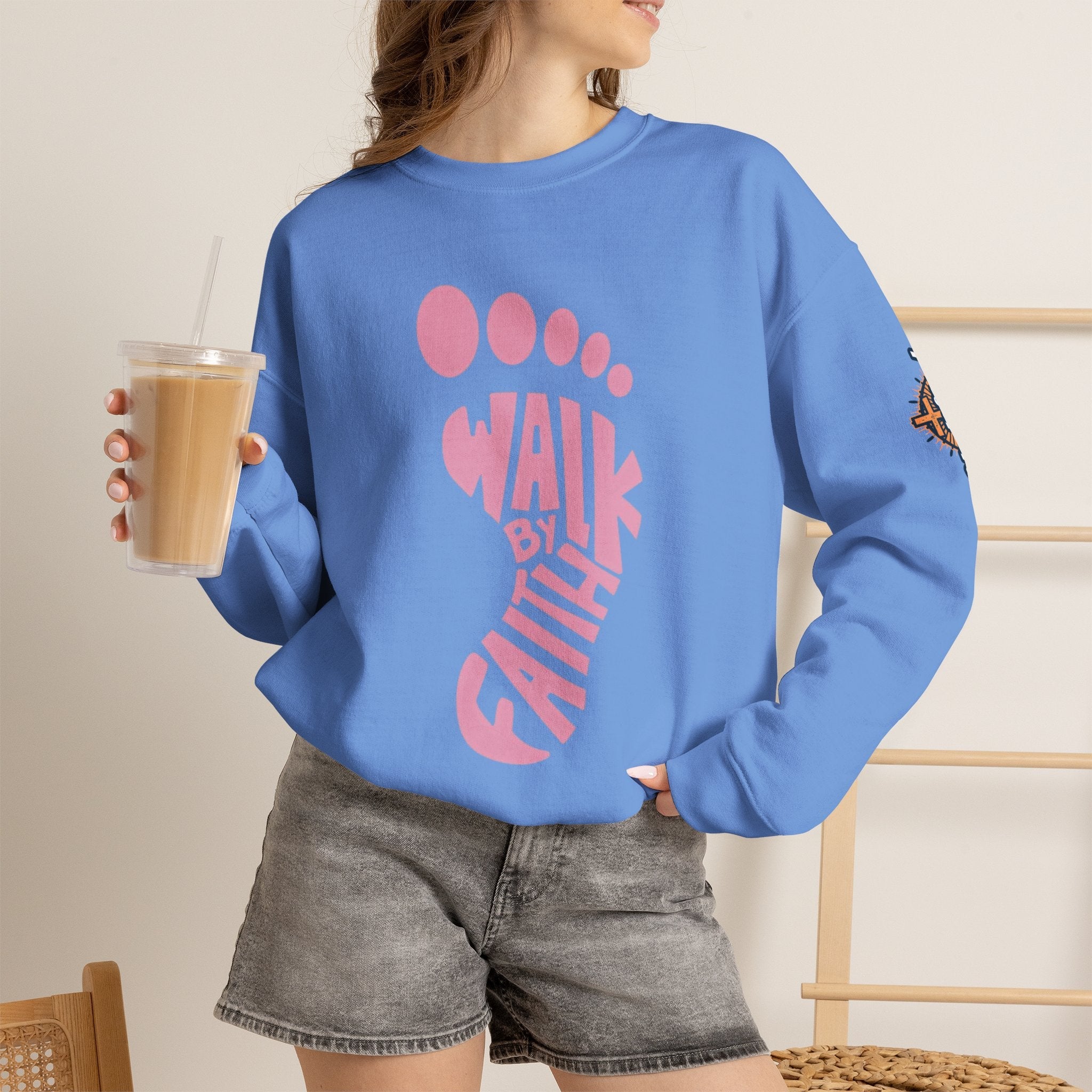 Walk By Faith Footprint Sweatshirt Printify