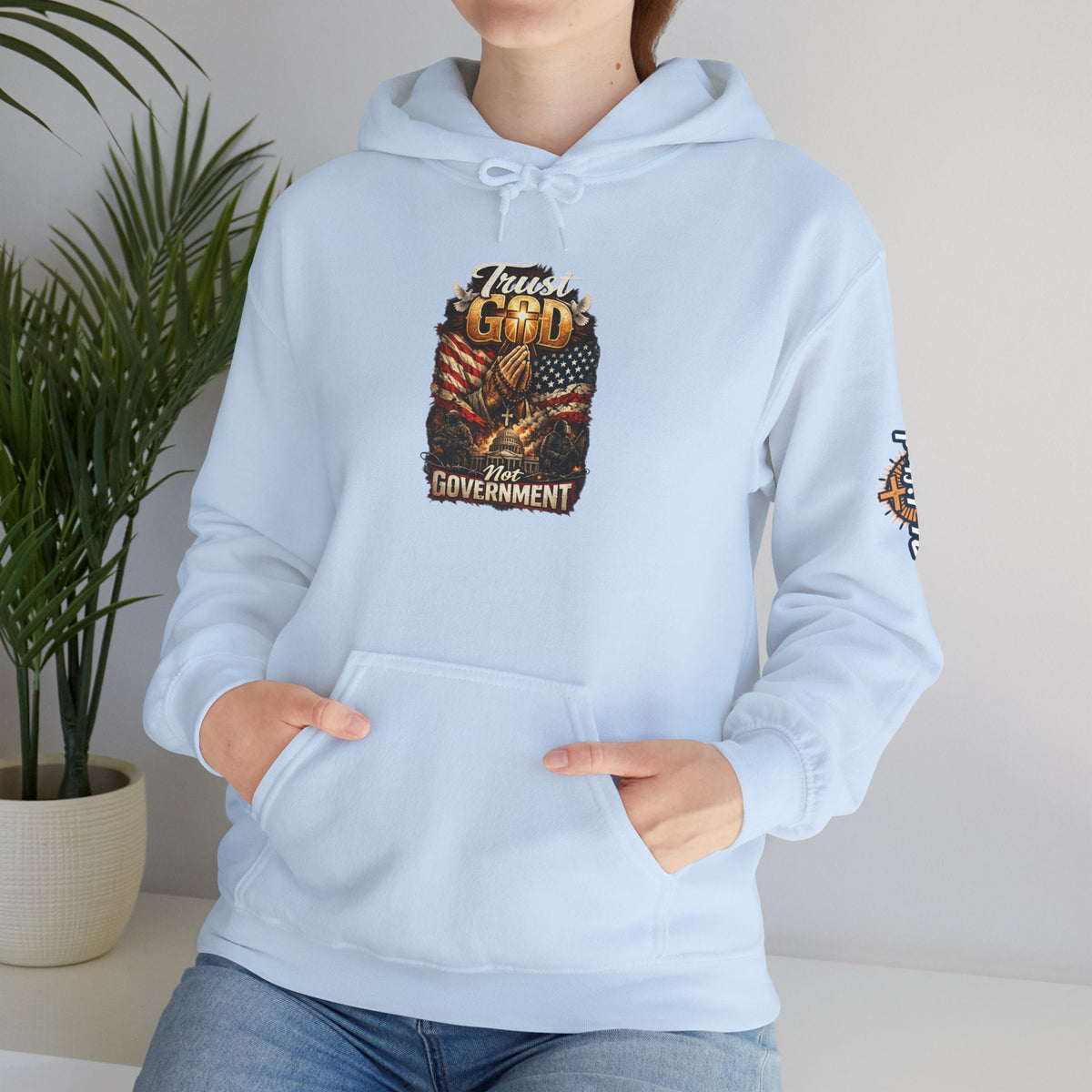 Trust God Not Government Hoodie — Vintage Patriotic Christian Hoodie Printify