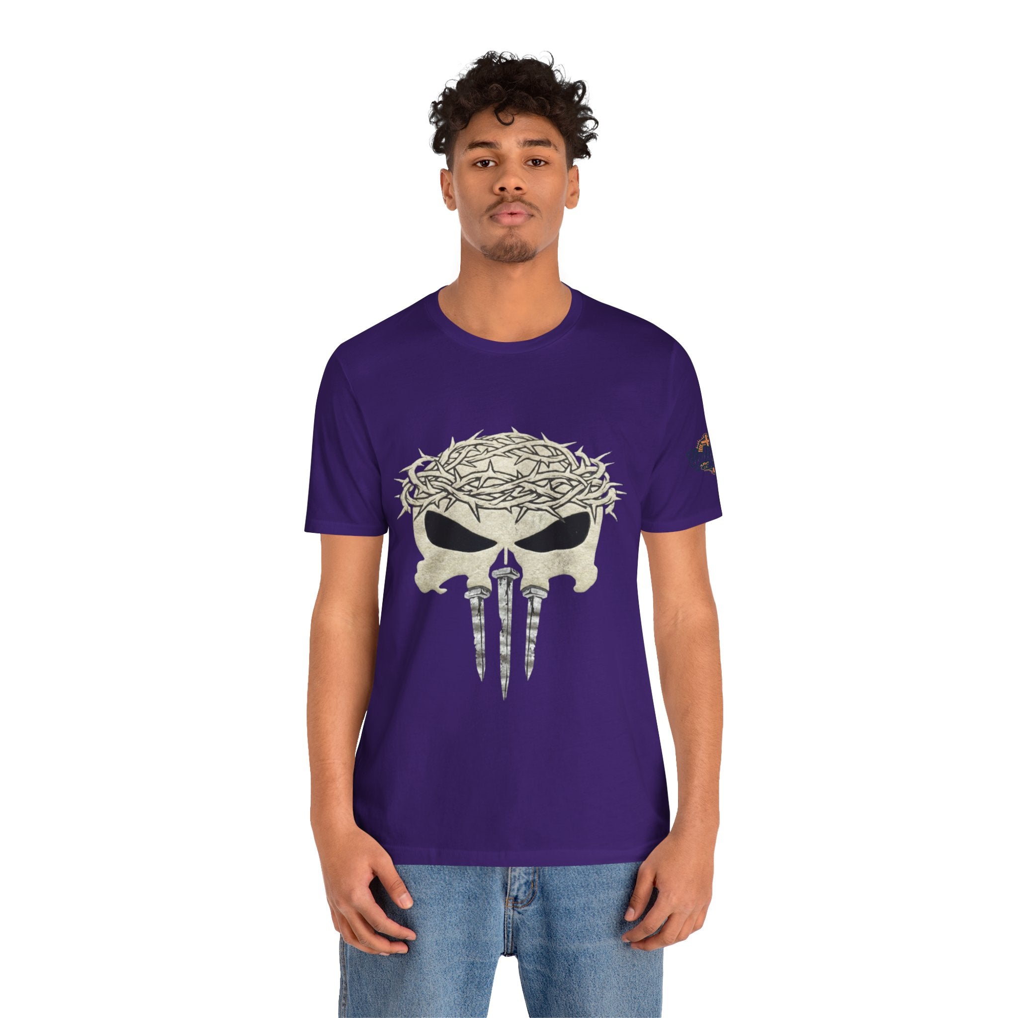 Christian Skull T-shirt - Crown of Thorns & Nails - Warrior Faith T-shirt Printify