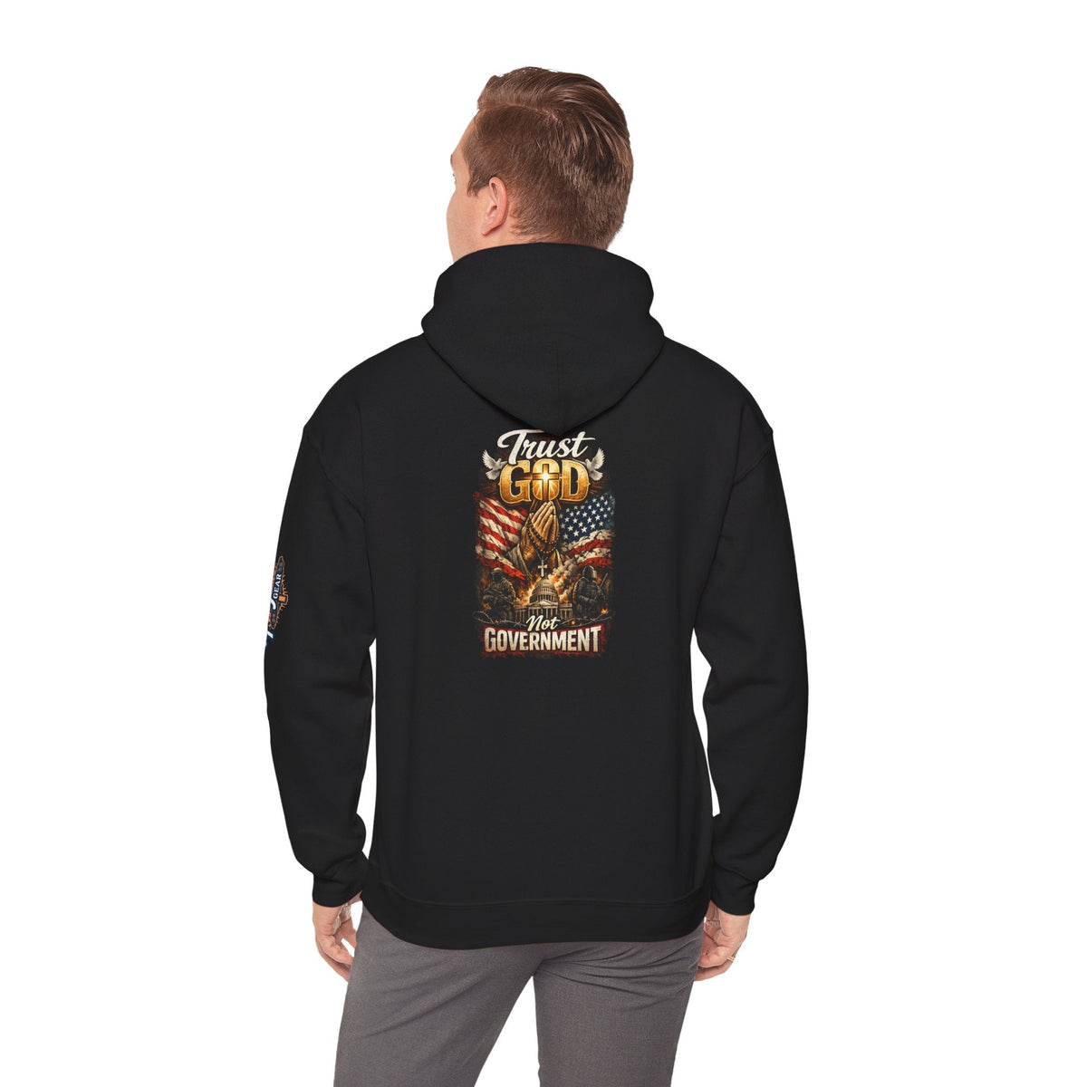 Trust God Not Government Hoodie — Vintage Patriotic Christian Hoodie Printify