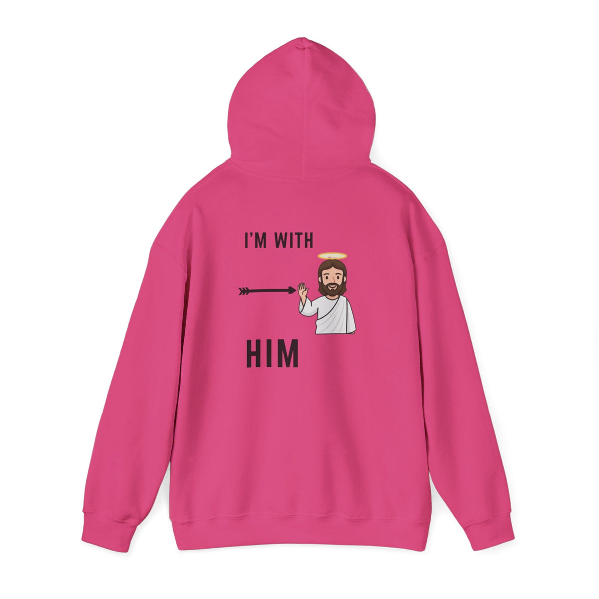 🔥 I’m With Him → Christian Hoodie | Arrow Pointing to Jesus | Minimalist Faith Tee | Subtle Cross Design | Bible-Inspired Apparel by Uplifted Gear Printify