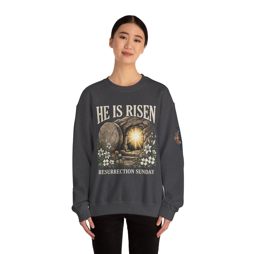 He Is Risen Sweatshirt — Jesus Christ Resurrection Easter Sweatshirt Printify
