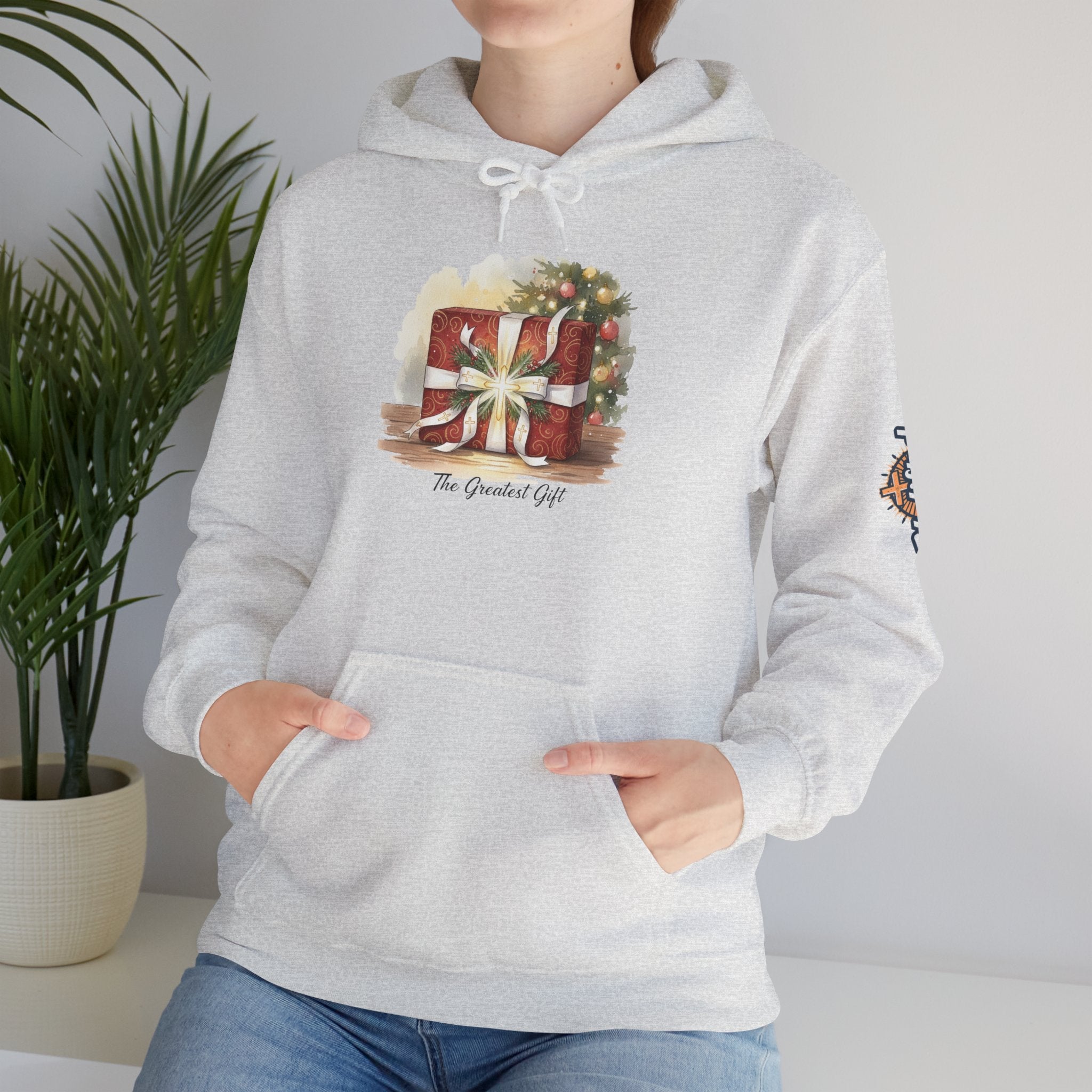 The Greatest Gift Hoodie – Cross Bow Present Christian Hoodie for Christmas Salvation & Eternal Faith Printify
