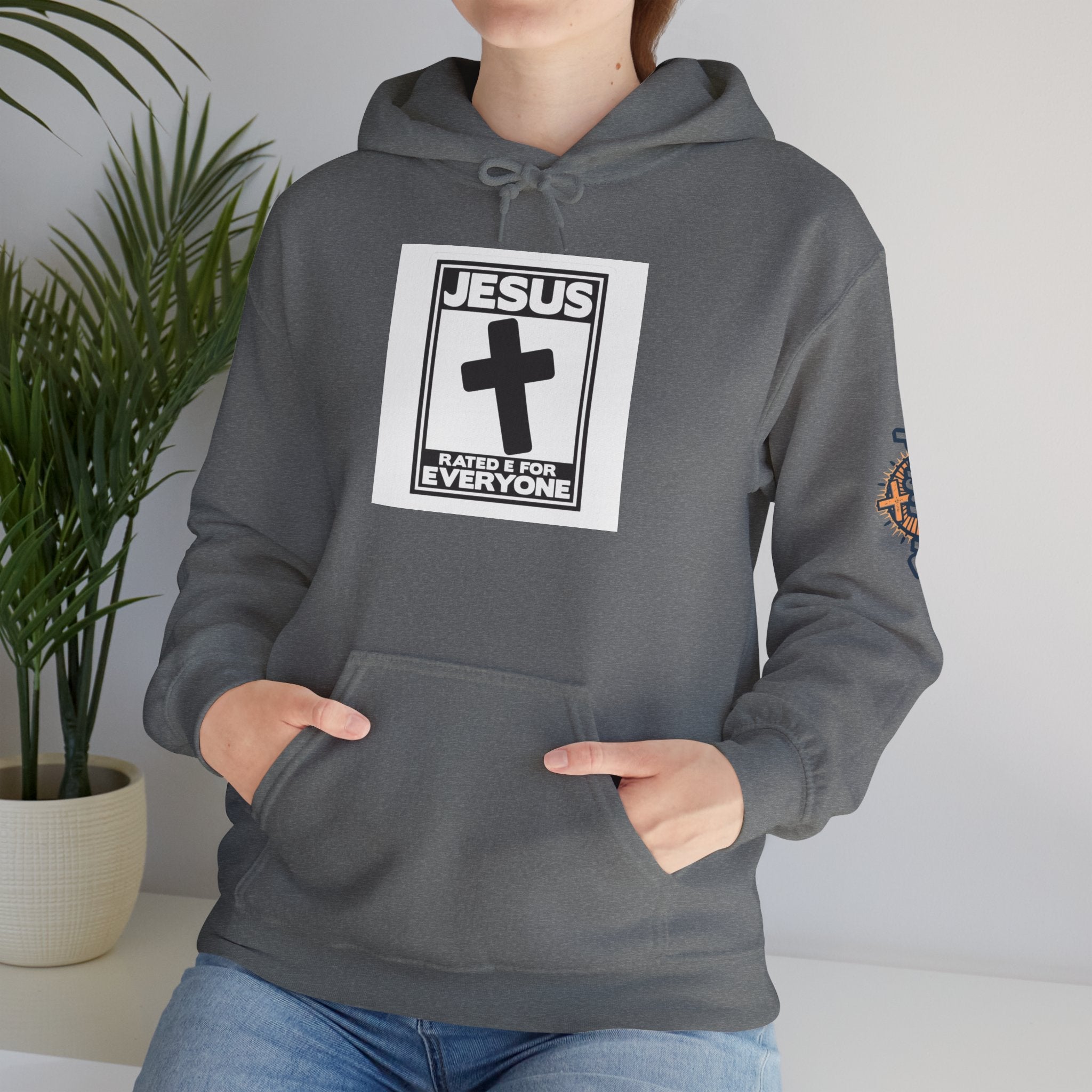 Jesus, Rated E for Everyone Hoodie - Gamer Faith Hoodie - Christian Video Game Parody Printify