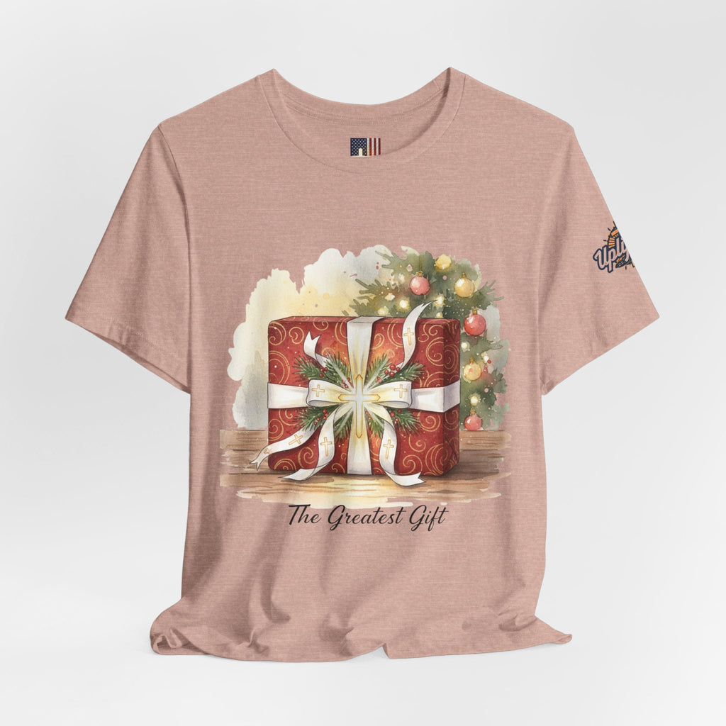 The Greatest Gift T-shirt – Cross Bow Present Christian T-shirt for Christmas Salvation & Eternal Faith Printify