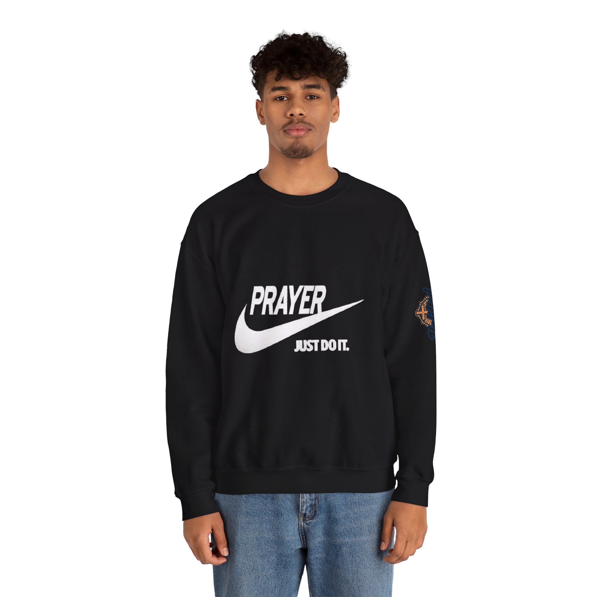 Prayer Just Do It Sweatshirt - Funny Christian Nike Parody Sweatshirt - Faith Gear Printify
