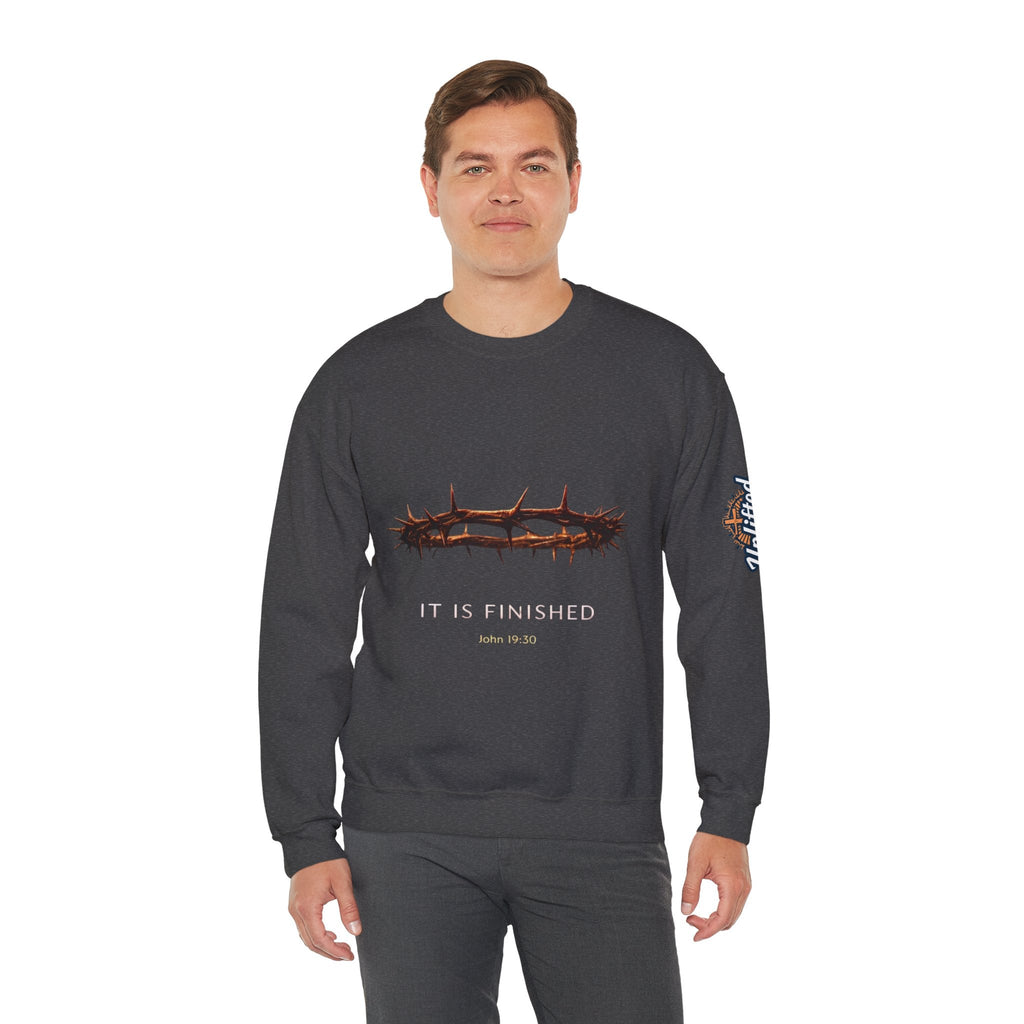 It Is Finished Crown of Thorns Sweatshirt — Christian John 19:30 Faith Sweatshirt Printify