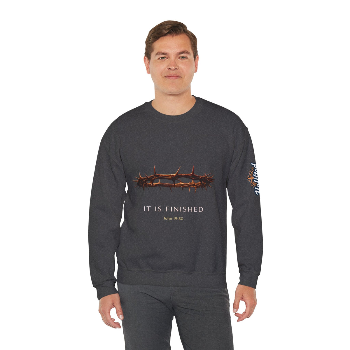 It Is Finished Crown of Thorns Sweatshirt — Christian John 19:30 Faith Sweatshirt Printify