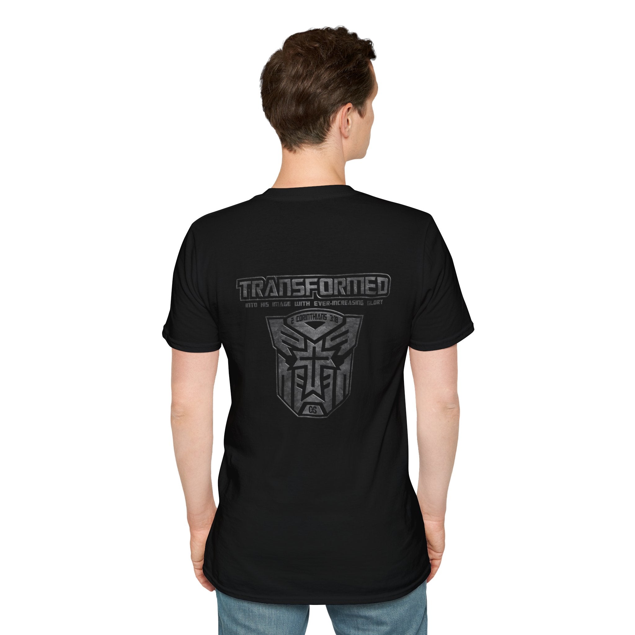 Transformer Logo Christian T-shirt | 2 Corinthians 3:18 Bible Verse T-shirt Printify