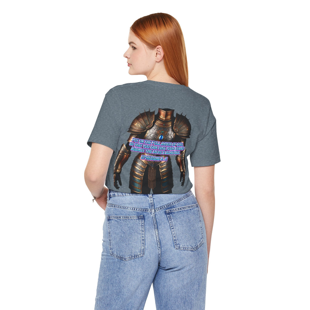 Religious Graphic Tee with Armor Of God Design Unisex Jersey Short Sleeve Tee Printify