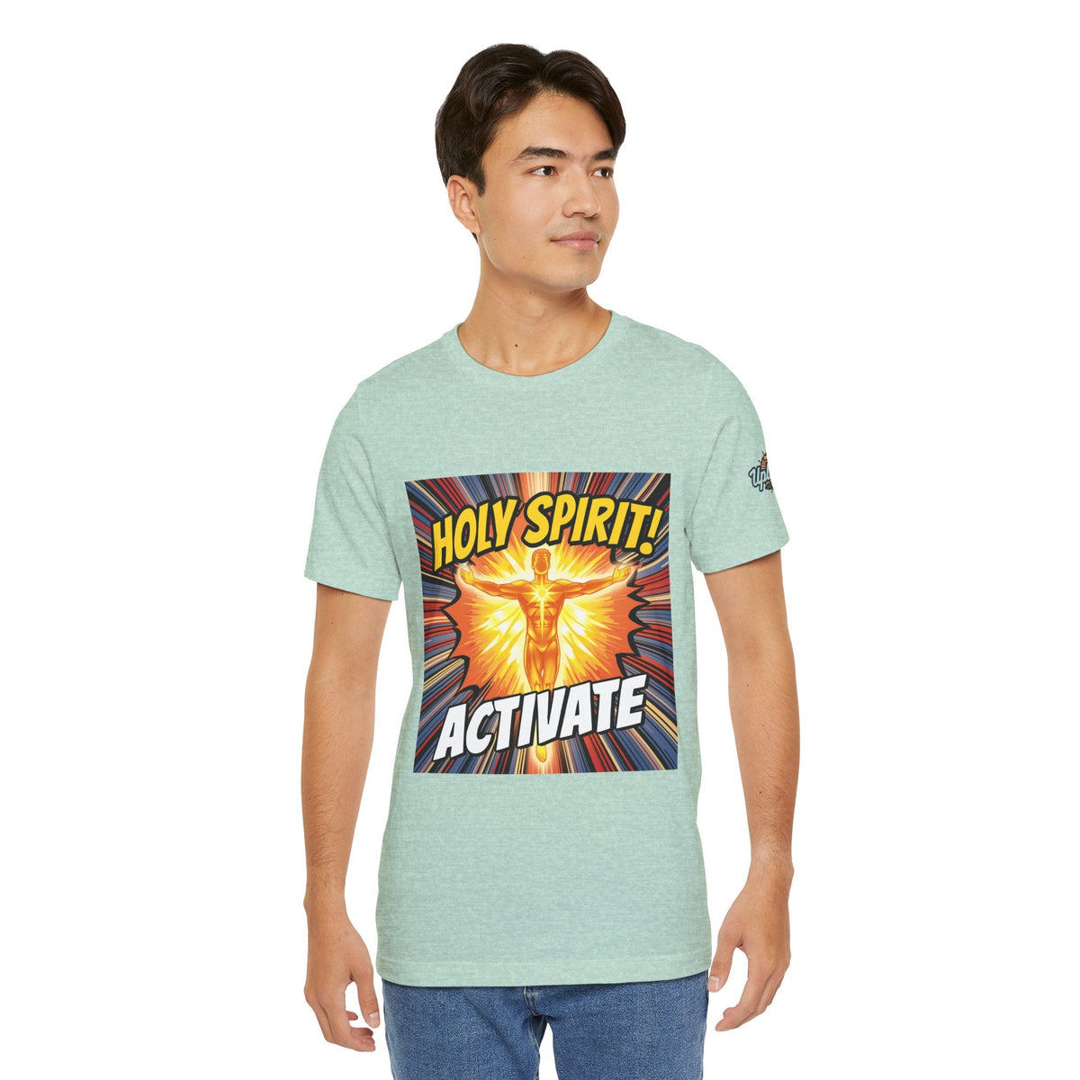 Holy Spirit Activate T-shirt – Superhero Christian T-shirt with Vibrant Power-Up Design for Faith-Fueled Boldness Printify