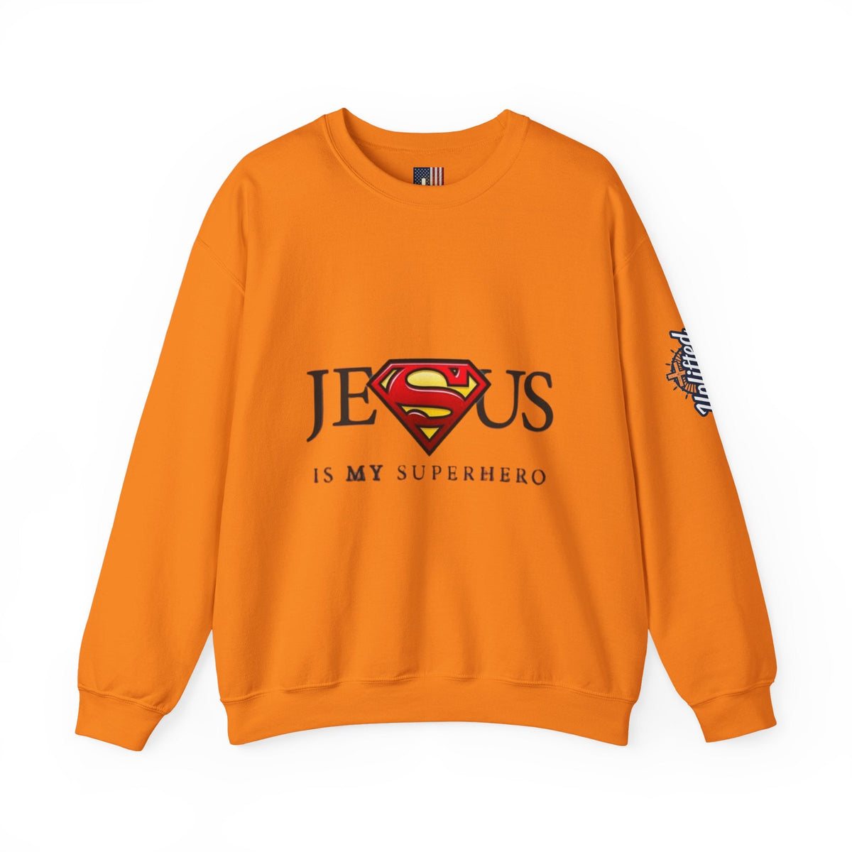 Jesus Is My Superhero Crewneck Sweatshirt Printify