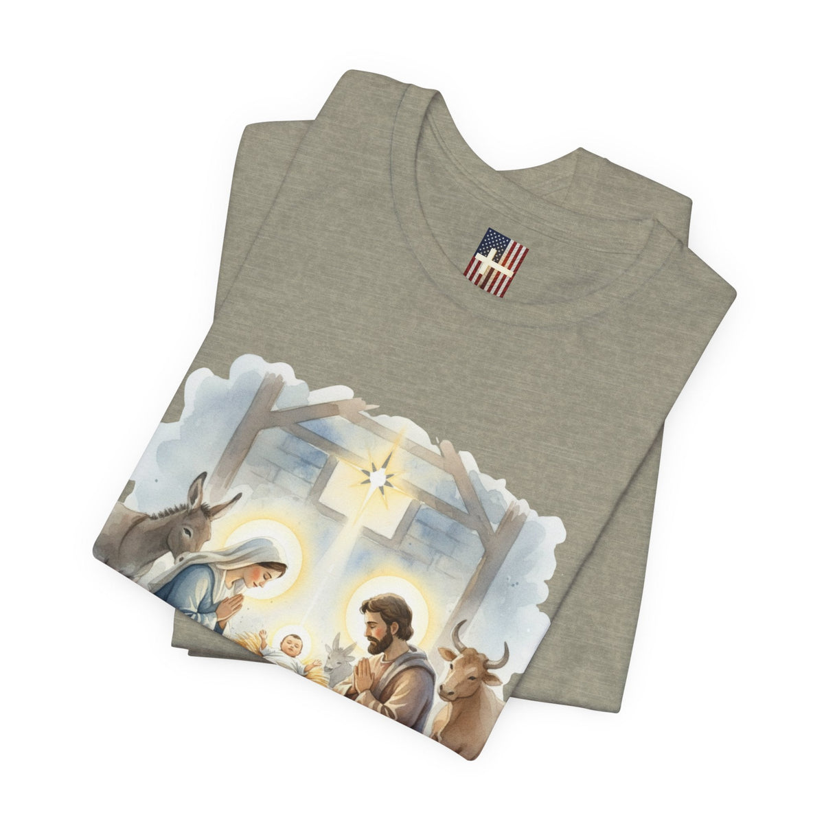 Unto Us a Child is Born T-shirt – Isaiah 9:6 Nativity Manger Scene Christian Christmas T-shirt for Holy Night Faith Printify