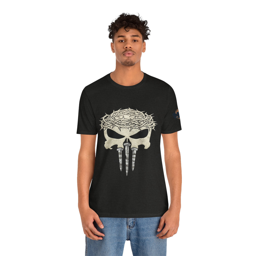 Christian Skull T-shirt - Crown of Thorns & Nails - Warrior Faith T-shirt Printify