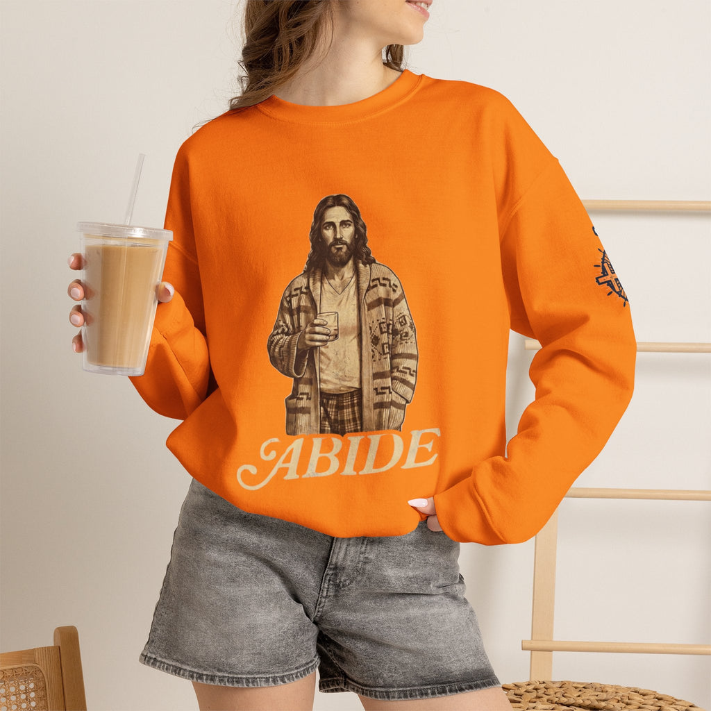Abide Jesus Sweatshirt — Vintage 'The Dude' Religious Graphic Sweatshirt Printify