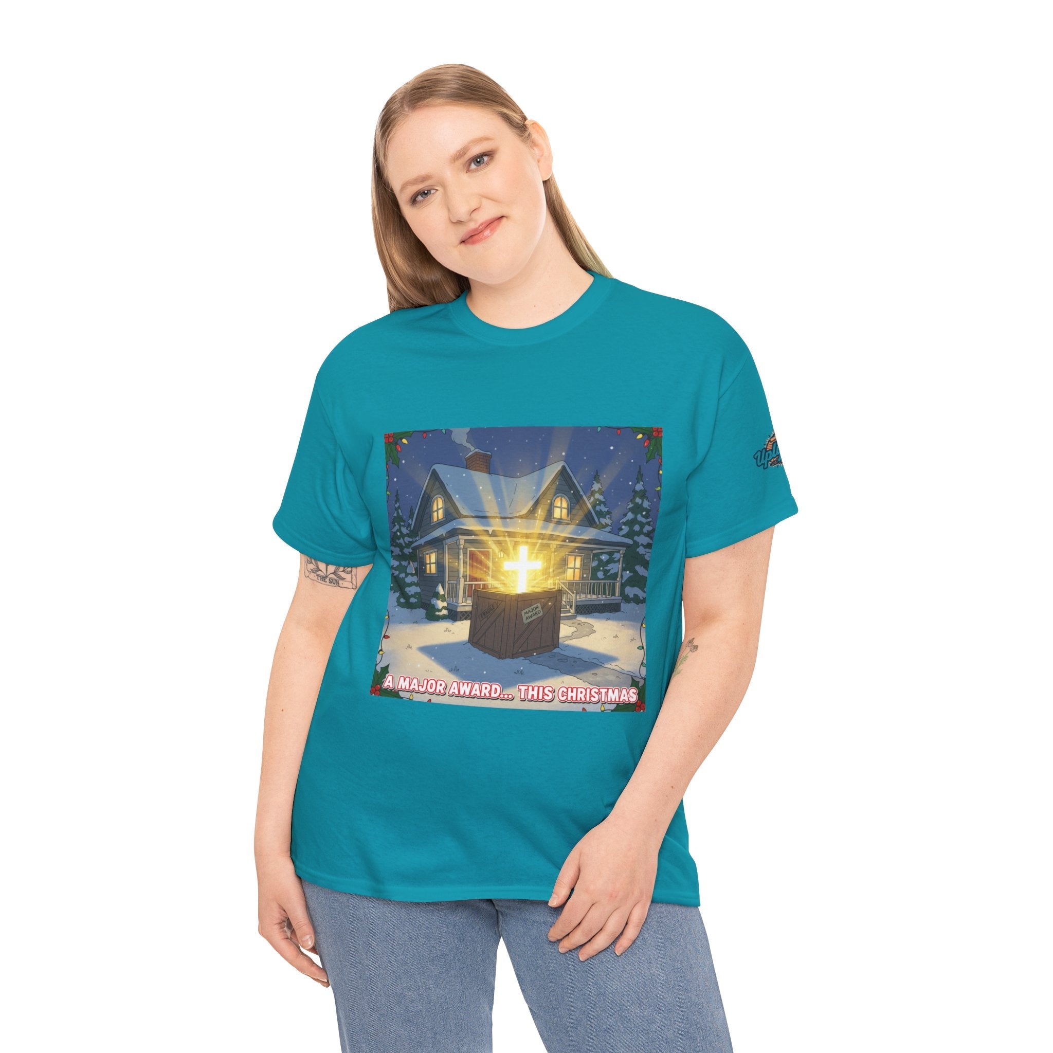 A Major Award This Christmas T-shirt – Fragile Leg Lamp Parody Cross Unboxing Christian T-shirt for Hilarious Faith & Holiday Glow Printify