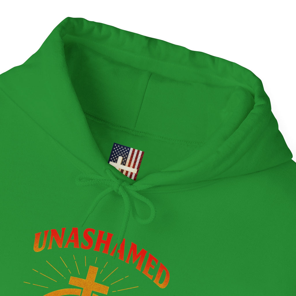 Unashamed Hoodie – Ichthys Jesus Fish & Cross Christian Sweatshirt for Romans 1:16 Bold Faith Printify