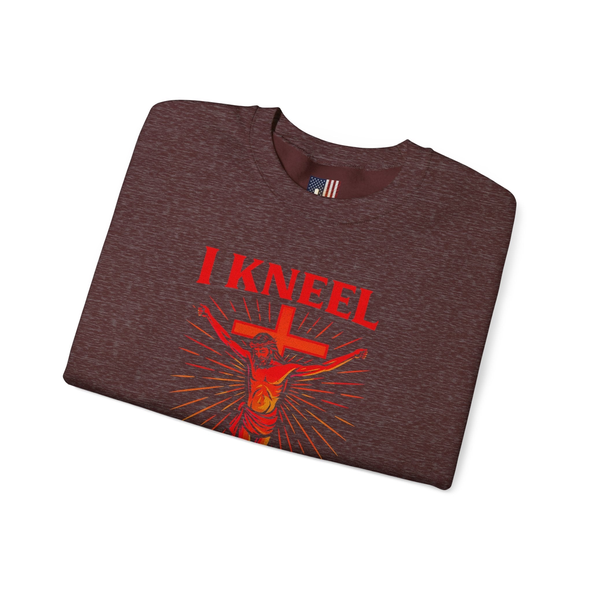 I Kneel to One Man Sweatshirt – Crucifixion Christian Sweatshirt for Unashamed Devotion & Bold Faith Printify