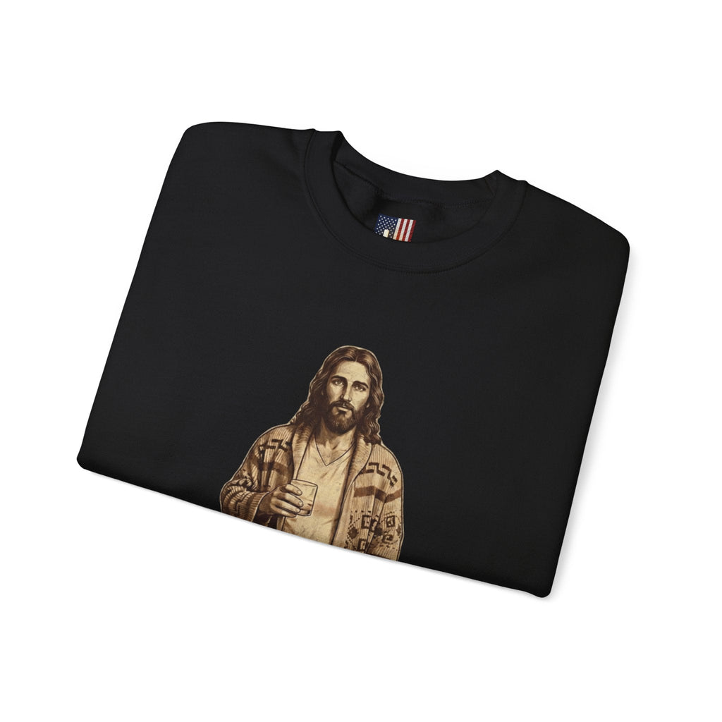 Abide Jesus Sweatshirt — Vintage 'The Dude' Religious Graphic Sweatshirt Printify