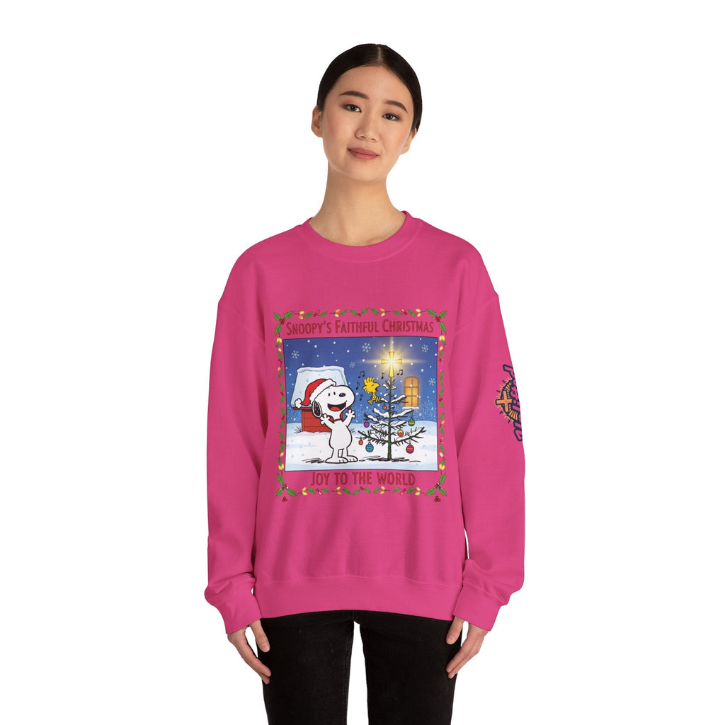 🎄 Faithful Christmas Friends – Christian Holiday Sweatshirt | Festive Tree & Cartoon Duo | Heartwarming Christmas Tee by Uplifted Gear Printify