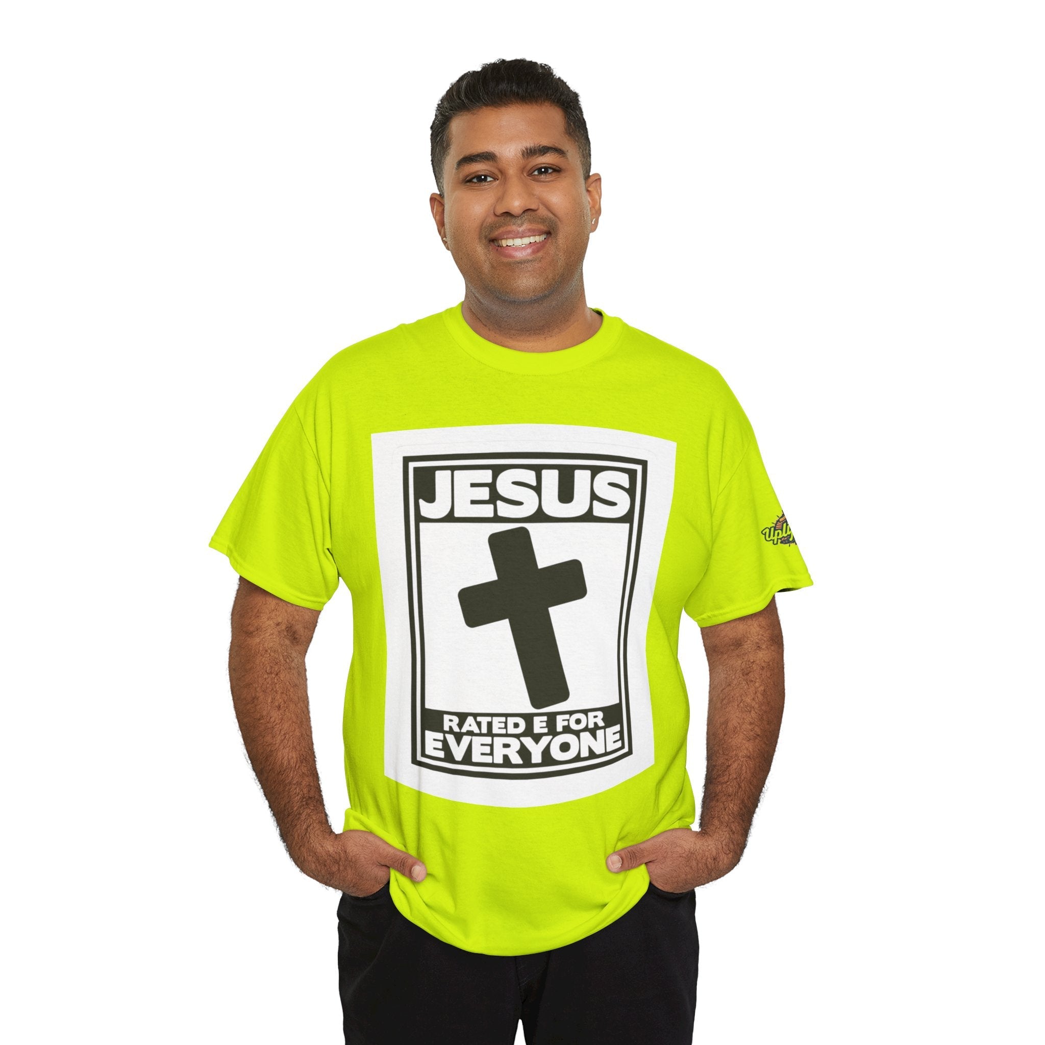 Jesus, Rated E for Everyone T-shirt - Gamer Faith T-shirt - Christian Video Game Parody Printify
