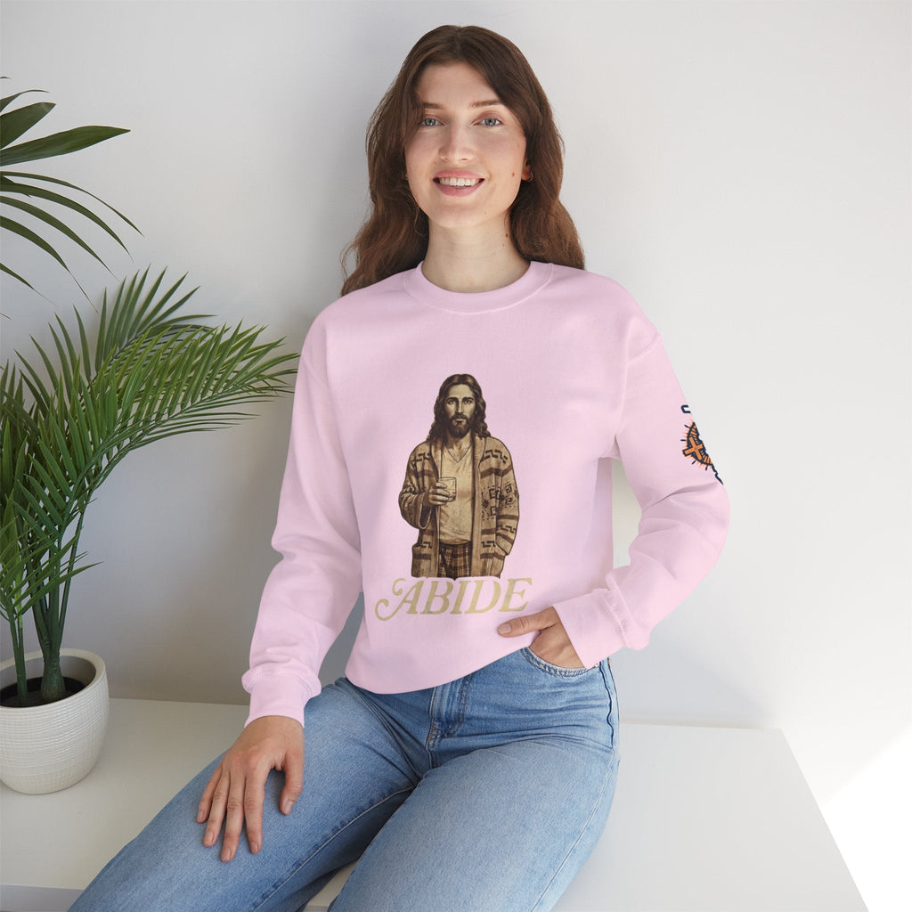 Abide Jesus Sweatshirt — Vintage 'The Dude' Religious Graphic Sweatshirt Printify